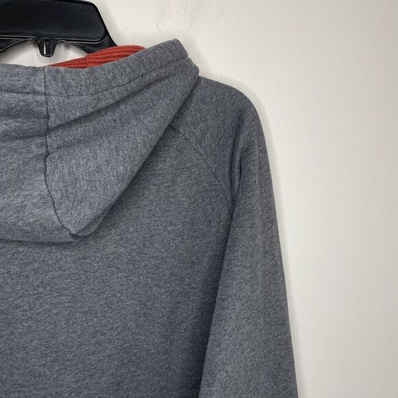 NORTH FACE Hoodie Mens Medium Gray Red Stripe Logo Pullover Sweatshirt Fleece - Picture 6 of 10
